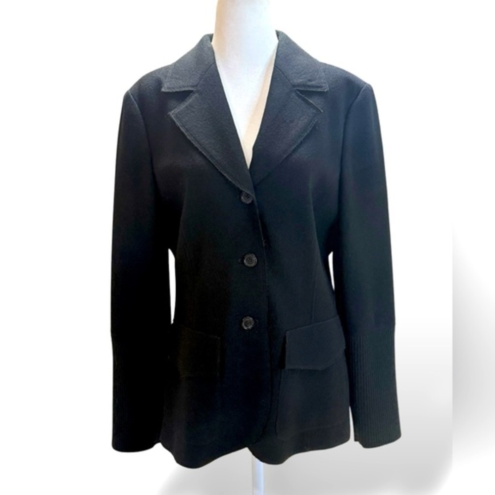 Jean Paul 100% Wool Blazer Coat Notched Collar Black lined Size 10‎